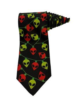 Ralph Marlin Alien Head Christmas Lights Vintage Novelty Necktie Polyester